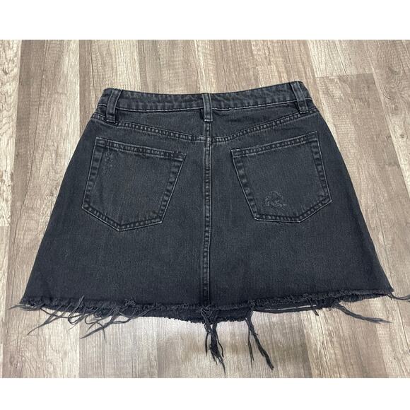 Free People | We The Free Black Denim Mini Skirt - Size: 25 - Picture 2 of 7